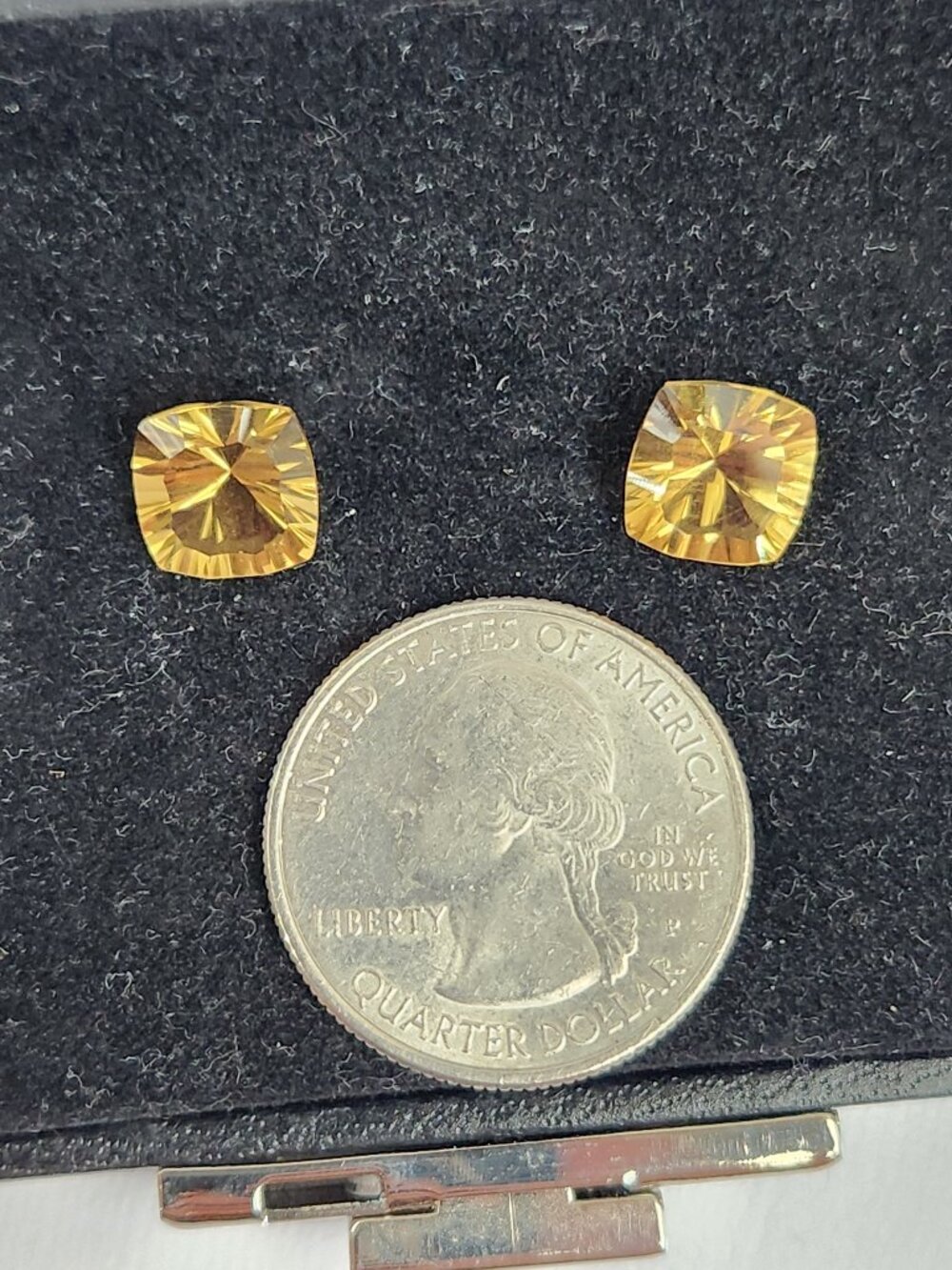 VTG Matched Pair Natural Citrine 5.60 CTW Golden Cushion Cut Loose Gemstones 9mm - Picture 8 of 16